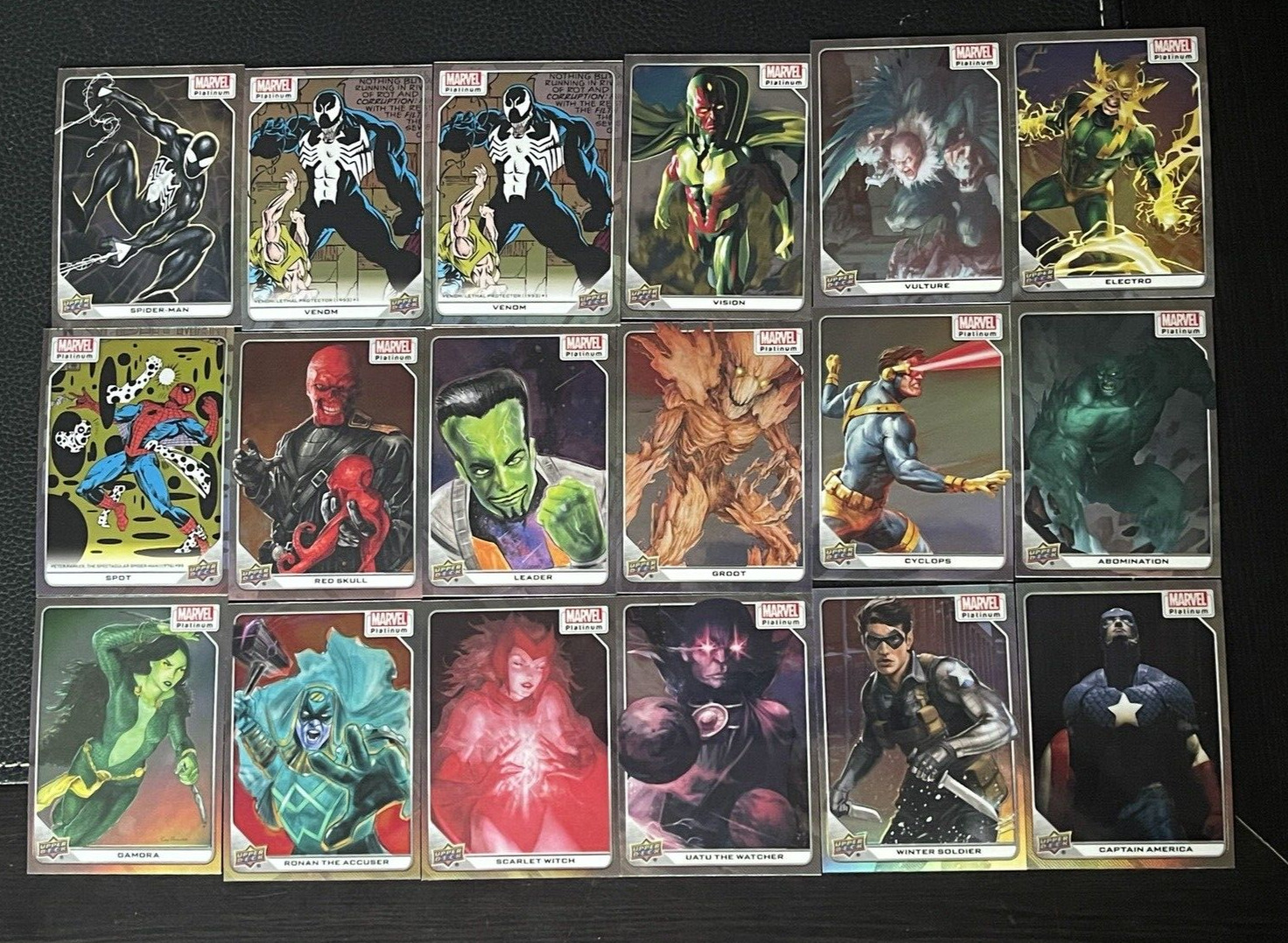 Marvel Platinum lot of 28 Rainbow Parallel cards- Spider-Man, Venom