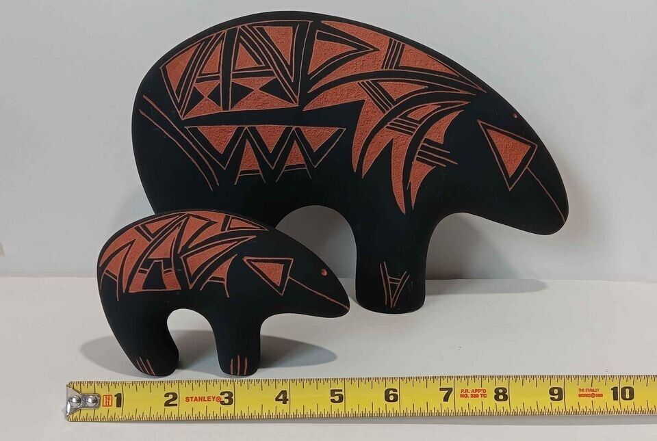 Vintage Southwest Native American Bears - Handcrafted with Geometric Designs