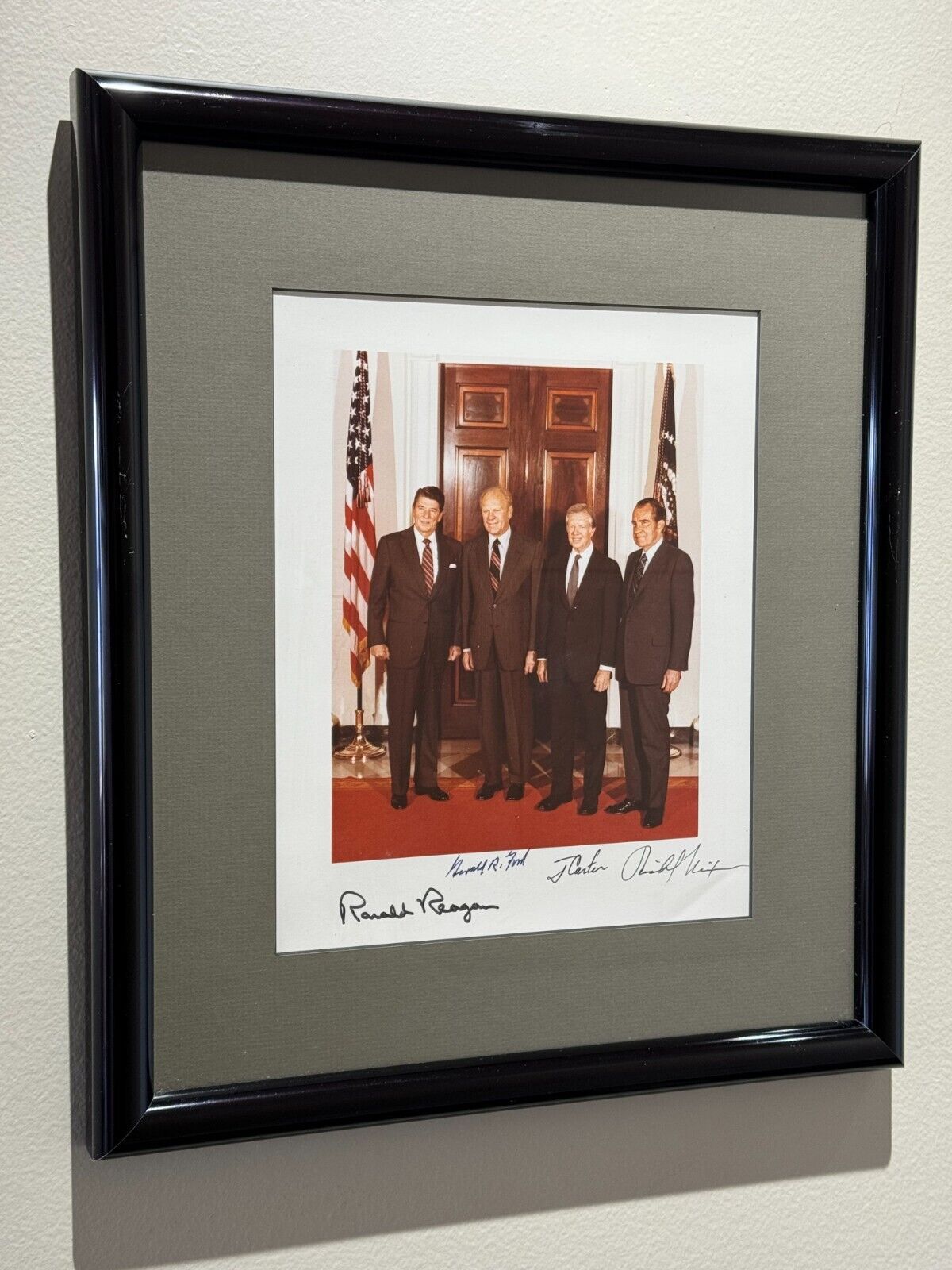 Rare photo signed by US Presidents Reagan, Ford, Carter & Nixon