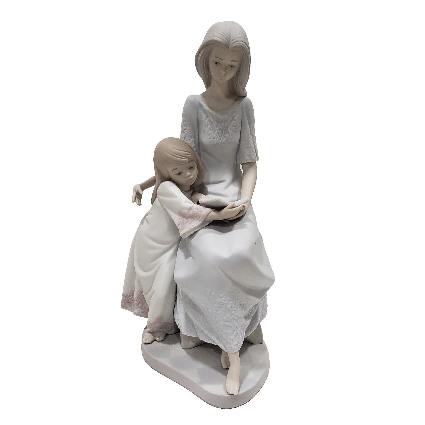 Lladro Figurine Bedtime Story #5457 Porcelain Matte Finish Mom Daughter Reading