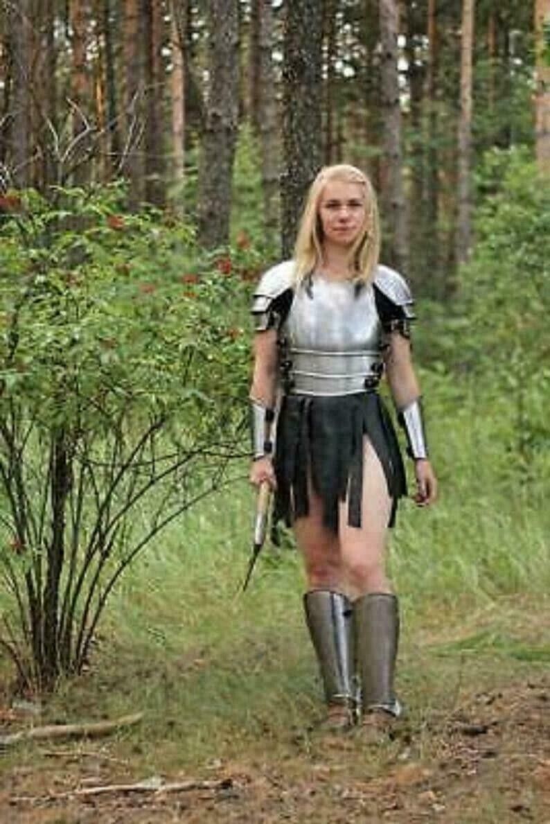 Medieval Fantasy Steel Lady Suit Of Armor Cuirass,Bracers Half Costume Armor