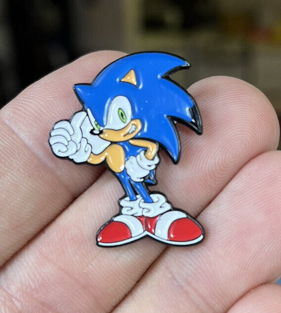 Sonic The Hedgehog enamel pin logo SEGA video game retro 90s Genesis hat lapel 
