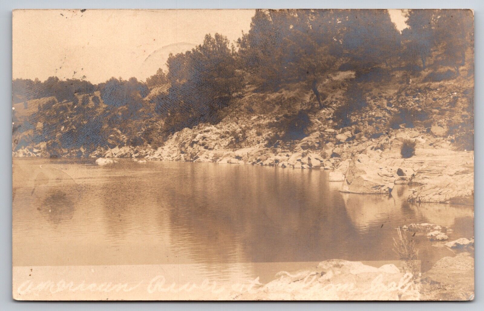 American River at Folsom California CA 1907 Real Photo RPPC