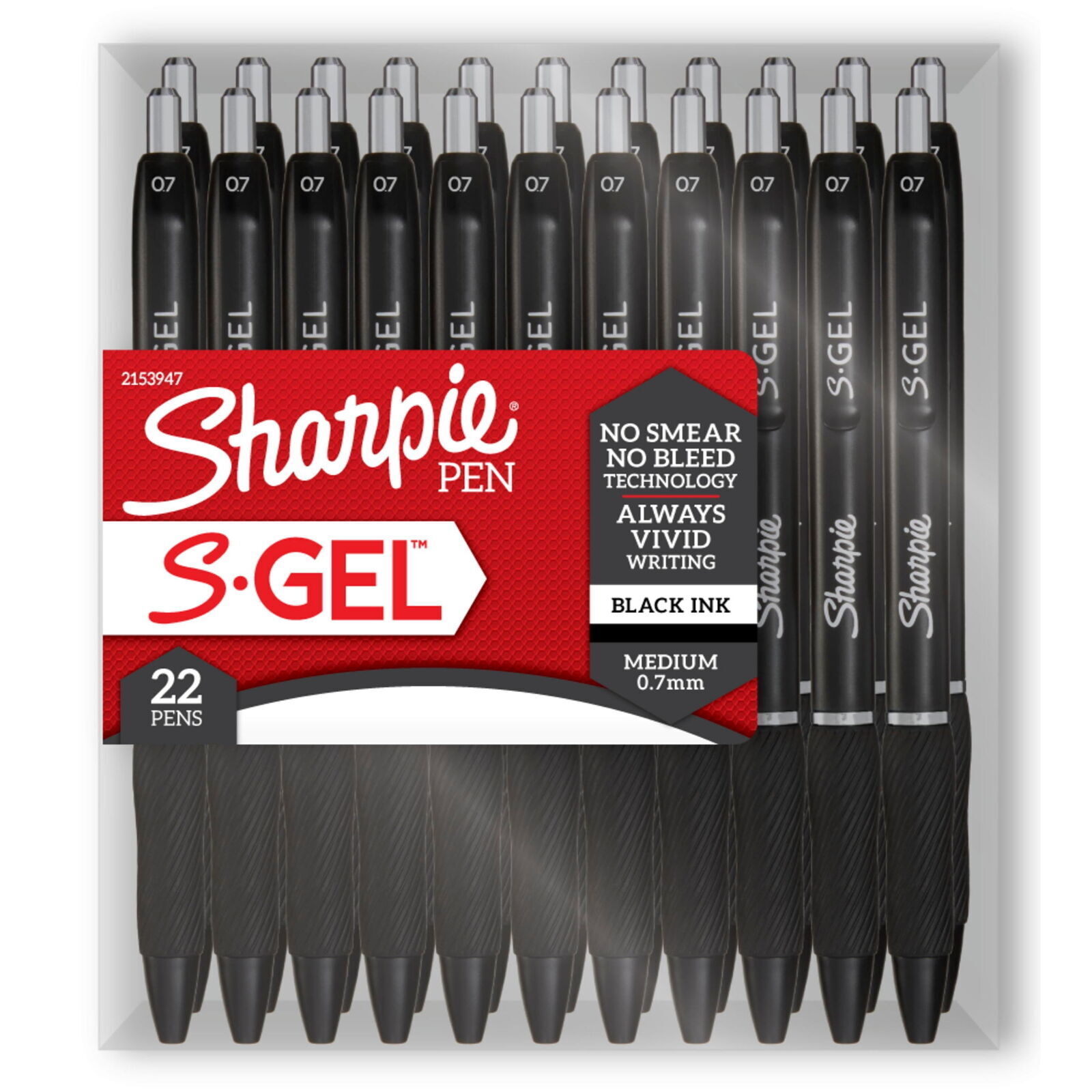 Sharpie S-Gel Pens, Medium Point (0.7 mm), Black Ink, 22 Count