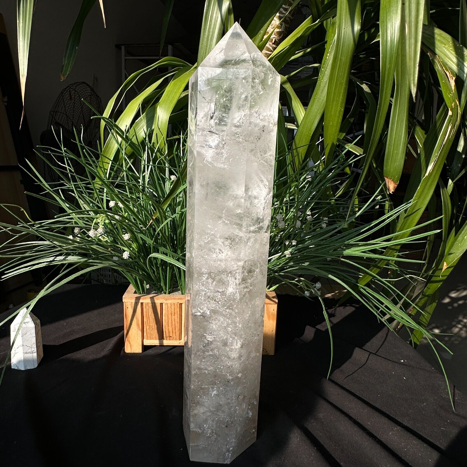 6.6LB TOP Natural clear quartz carved obelisk crystal wand point healing