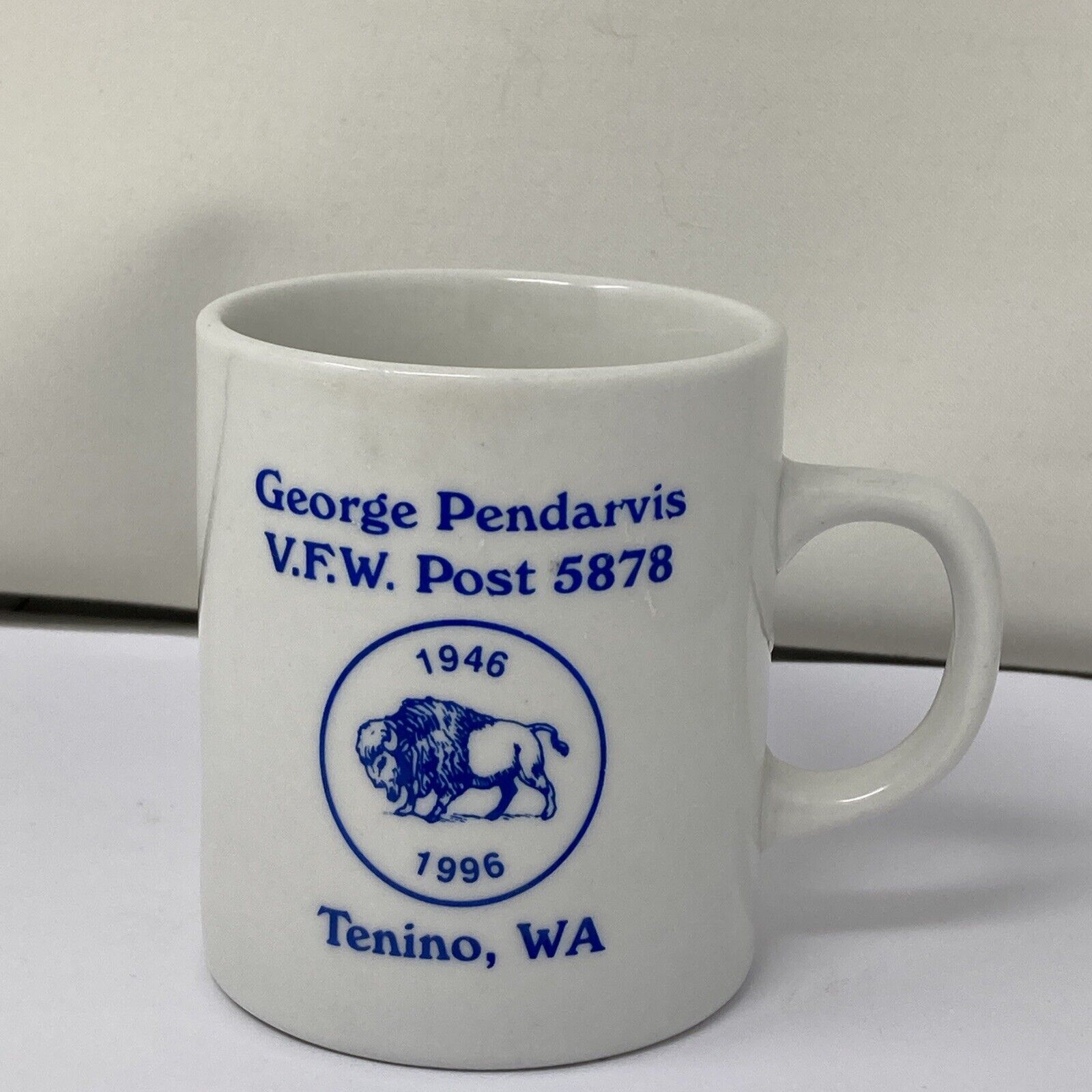 VFW Post 5878 George Pendarvis Tenino WA Coffee Cup Mug  50 Year 46 To 96 Anniv