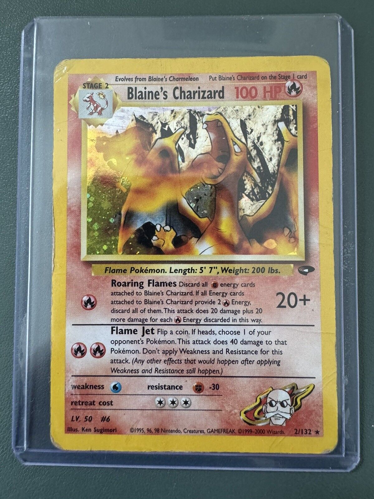 Blaine's Charizard 2/132 Holo Pokemon Card Well Played ref35