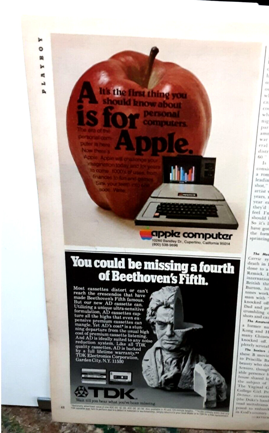 1978 Apple Computers and TDK Cassettes Vintage Print Ad 70s