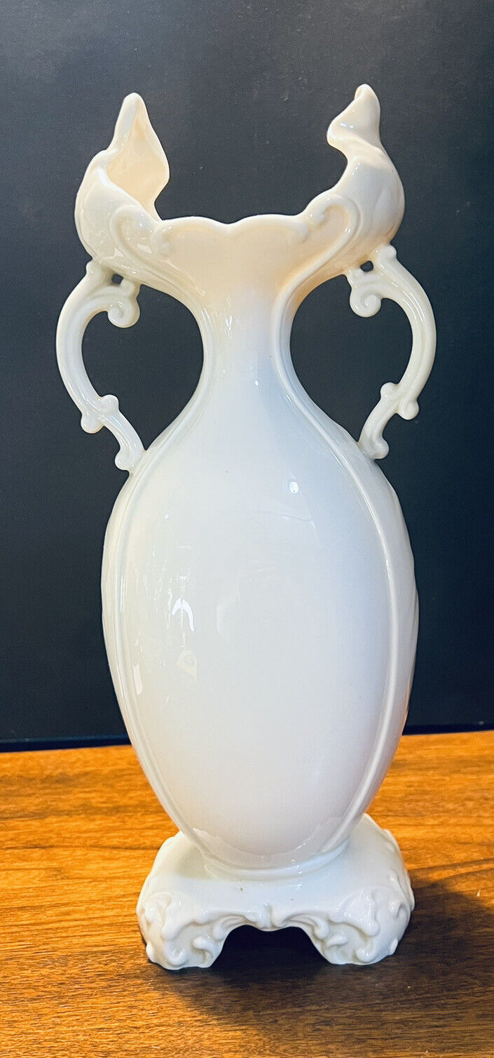 Antique 1930s  Lenox Porcelain Classic Ivory Vase Green Mark 12 inches