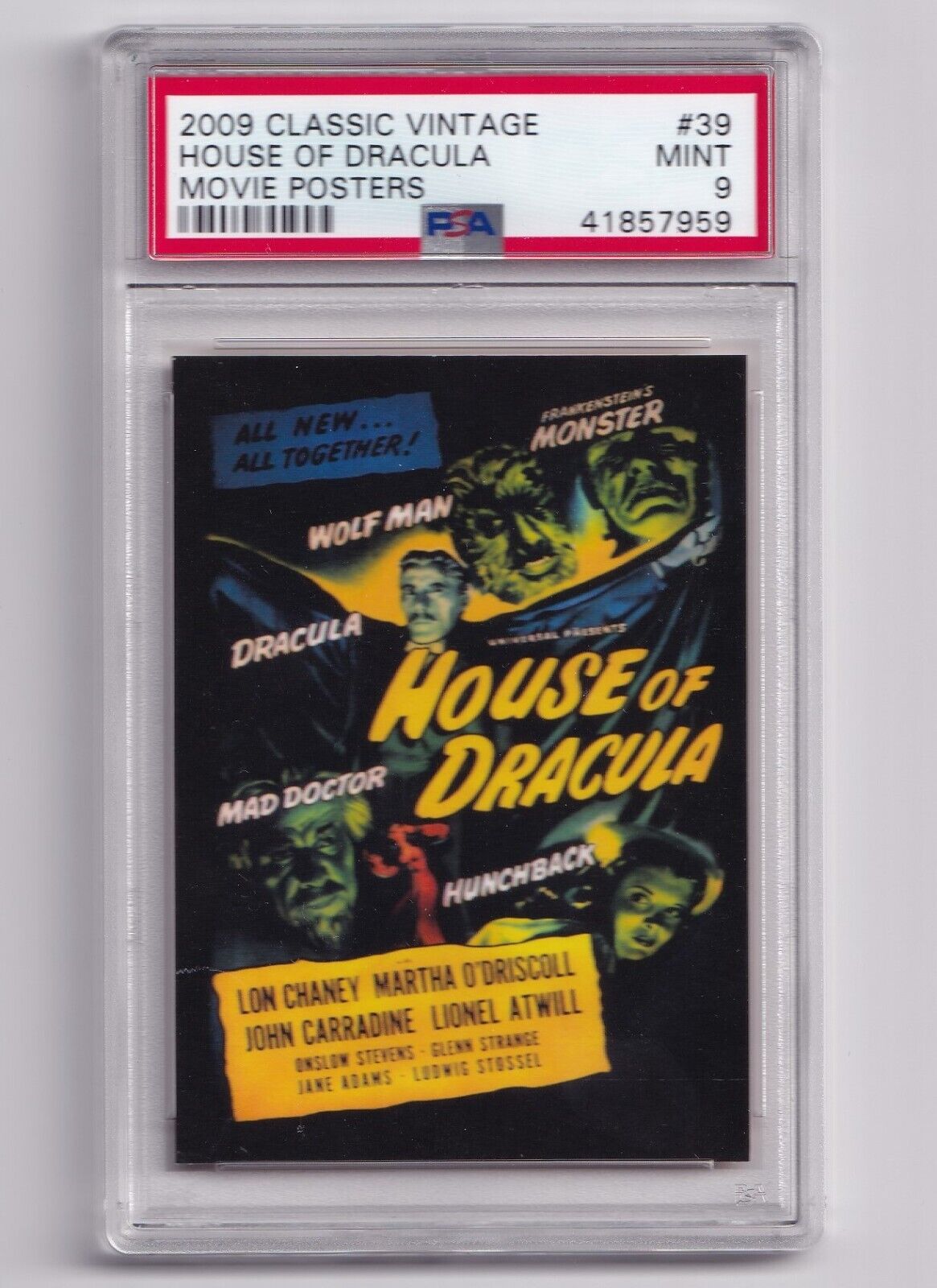 HOUSE OF DRACULA Classic Vintage Movie Posters Card (PSA 9 - POP 1)