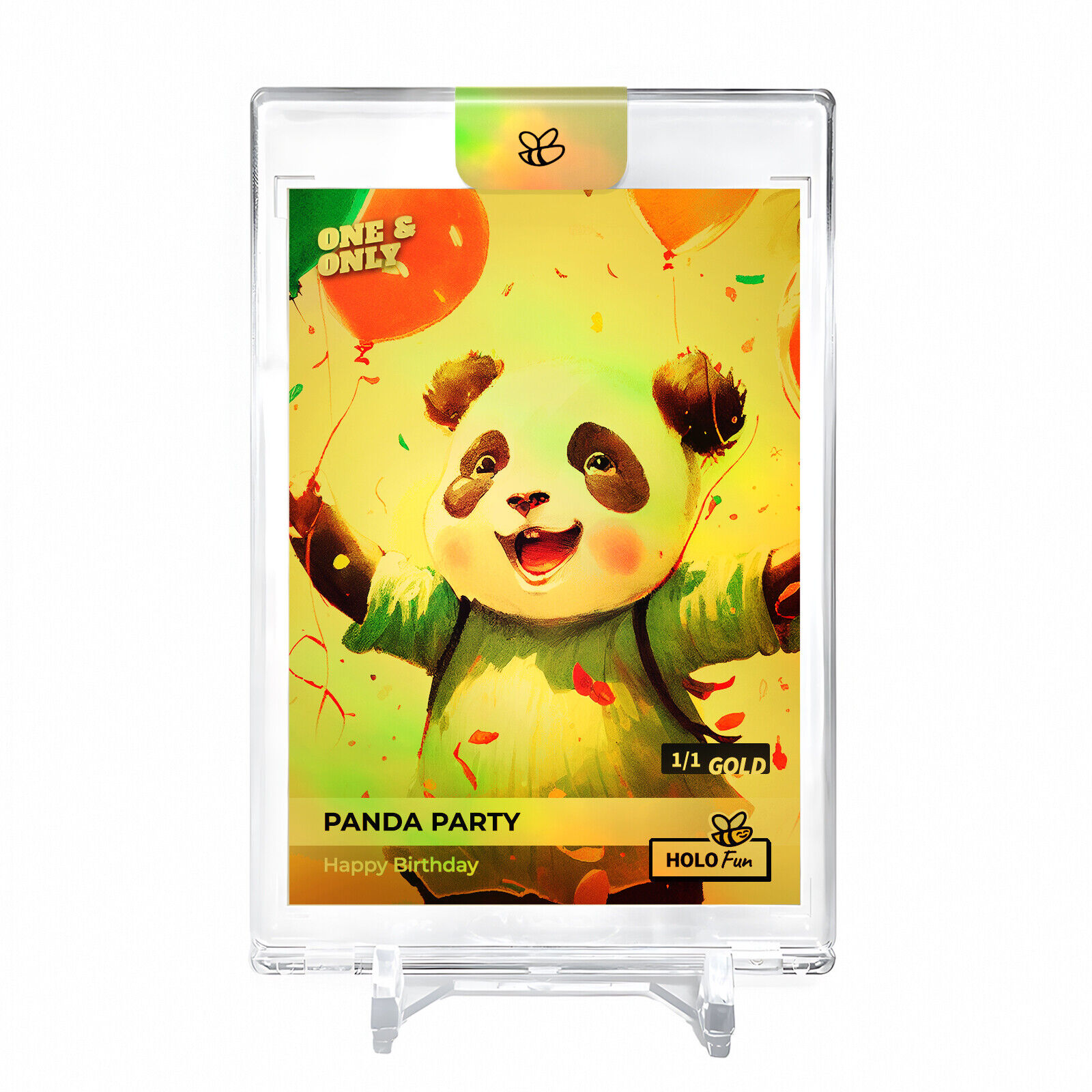PANDA PARTY Birthday Panda Art Card #PPBR AWESOME *One & Only* Encased Gold 1/1
