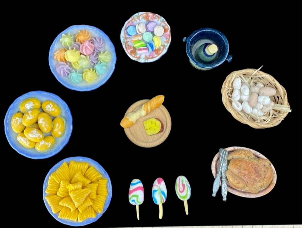 Vintage Doll House AccessoriesProps Hand Made + Painted Food + Drink 1:12