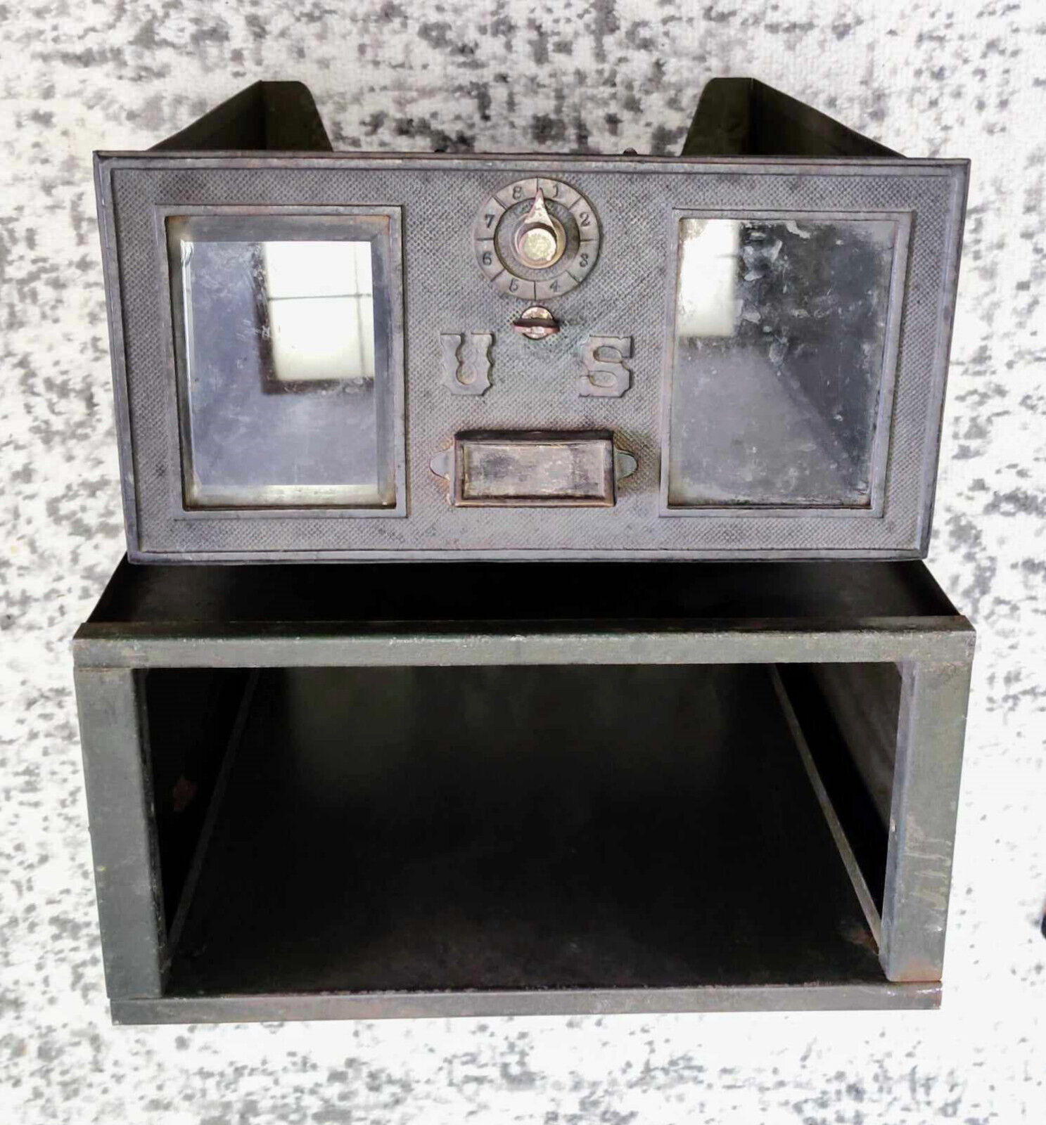 EARLY ORIGINAL 1900's BRASS POST OFFICE BOX DOOR MAIL DRAWER & METAL CASE