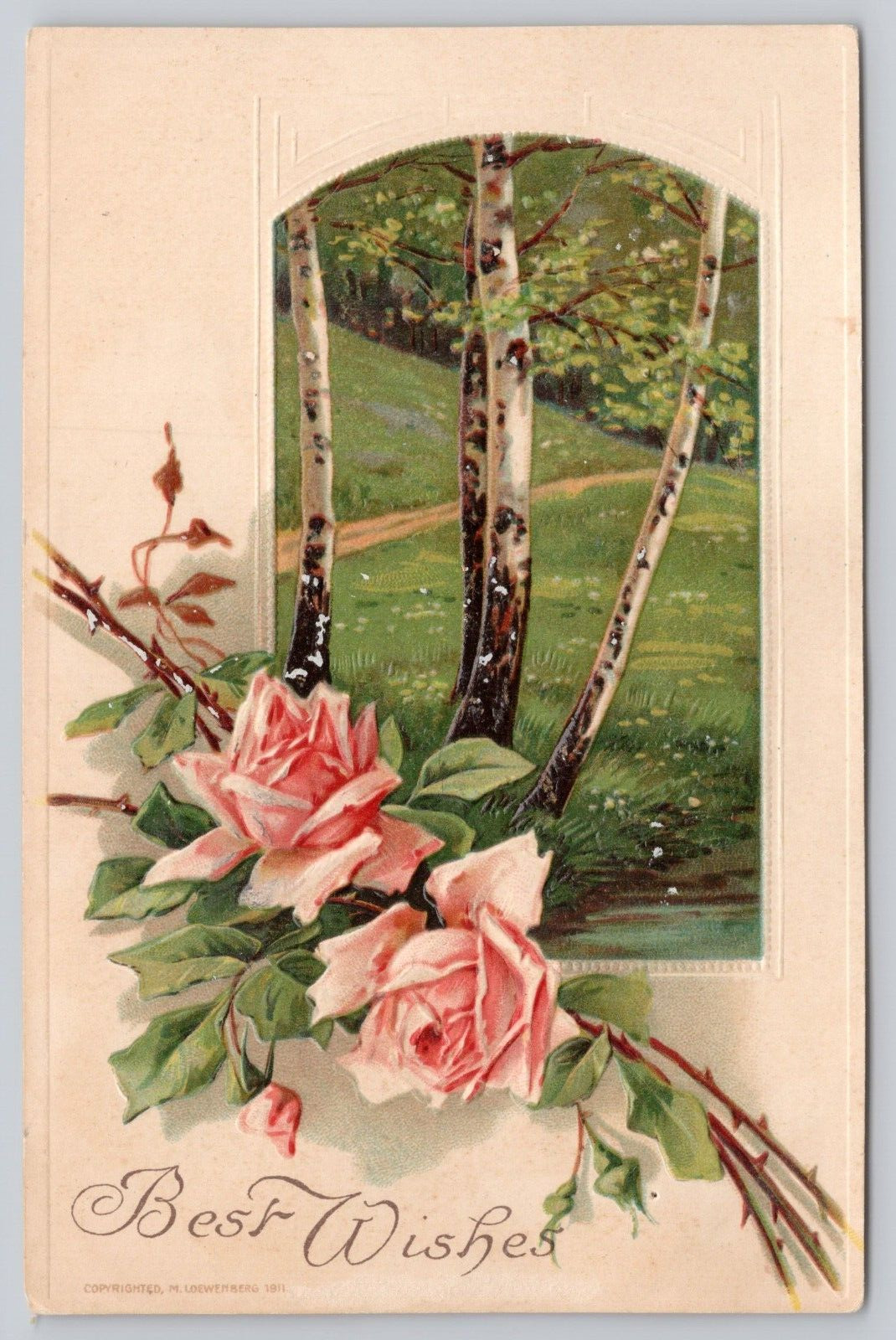 Vtg Post Card Best Wishes Greeting Card B460