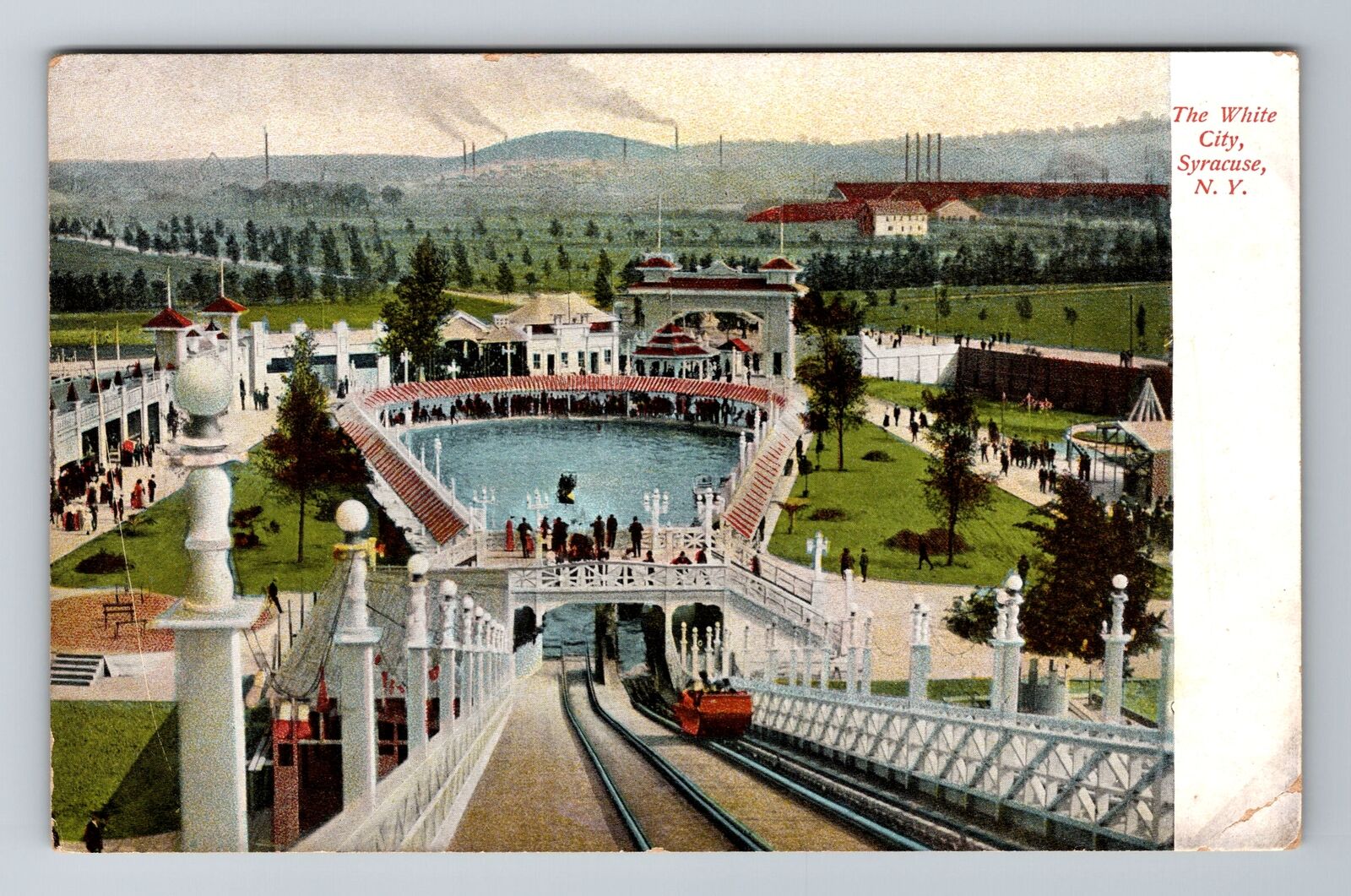 Syracuse NY-New York, The White City, Antique, Vintage Souvenir Postcard