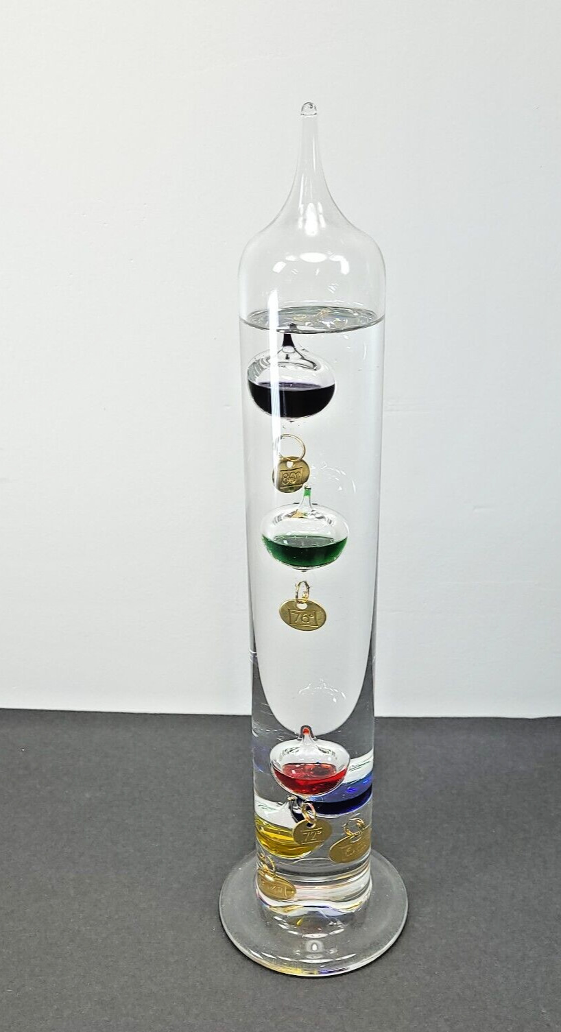 Large Galileo Thermometer Glass Floating Balls Free Standing decor 13\