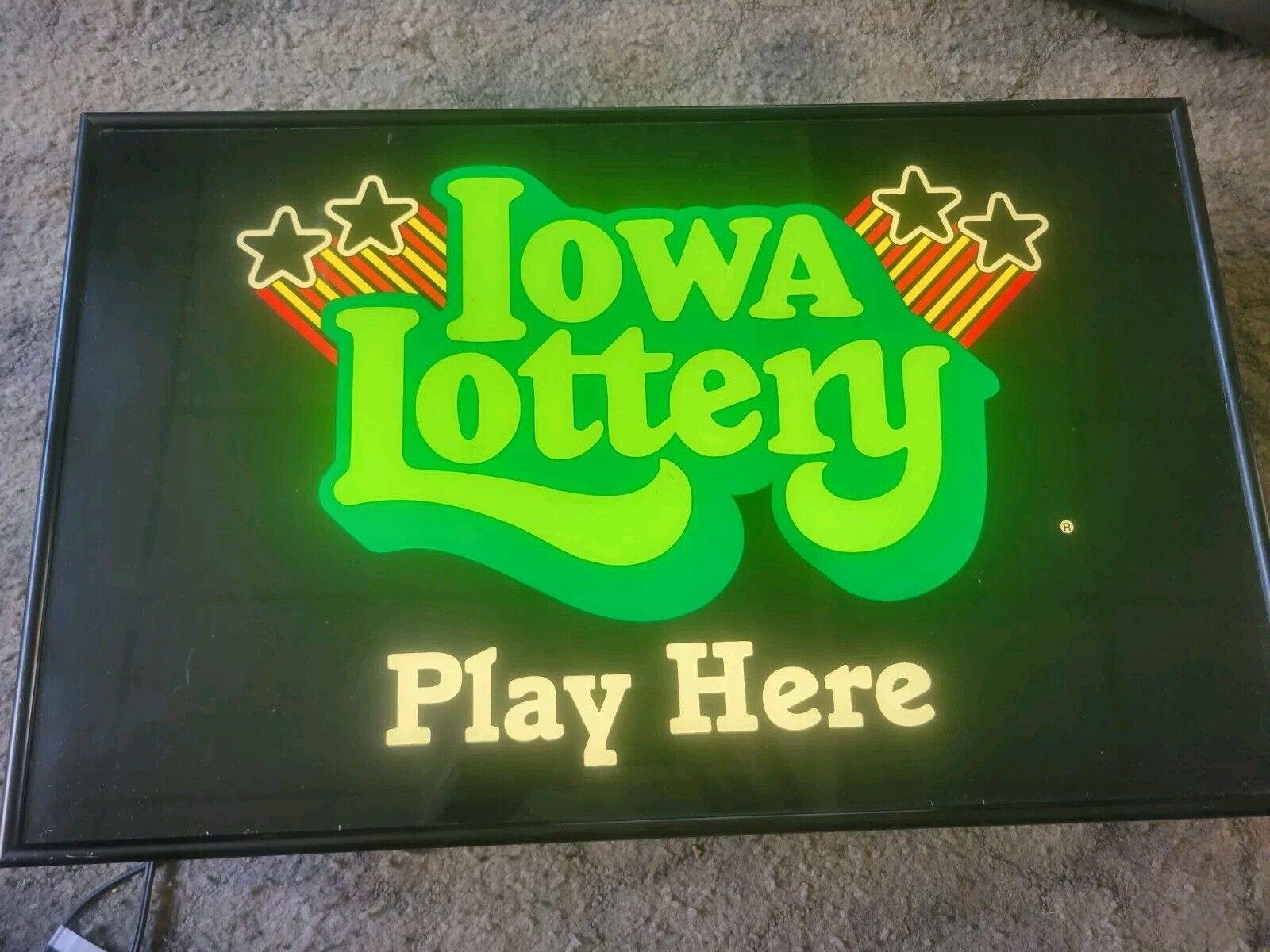 Rare Vintage IOWA Lottery Lighted Advertising Sign.  Works