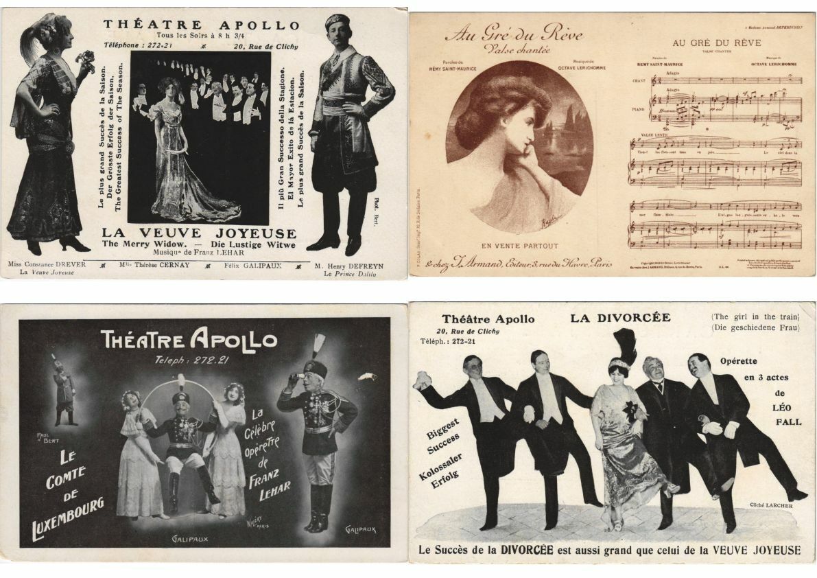ADVERTISING THEATRE AFFICHE 9 Vintage Postcards (L3966)