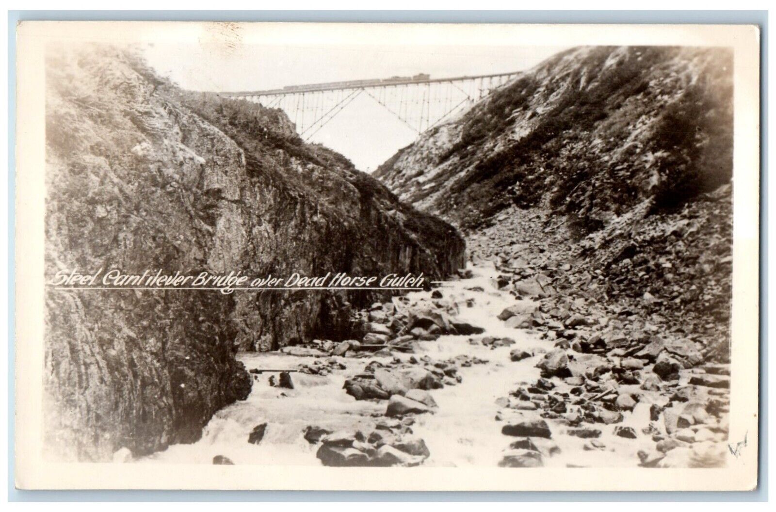 Steel Cantilever Bridge Dead Horse Gulch Train Yukon Alaska RPPC Photo Postcard