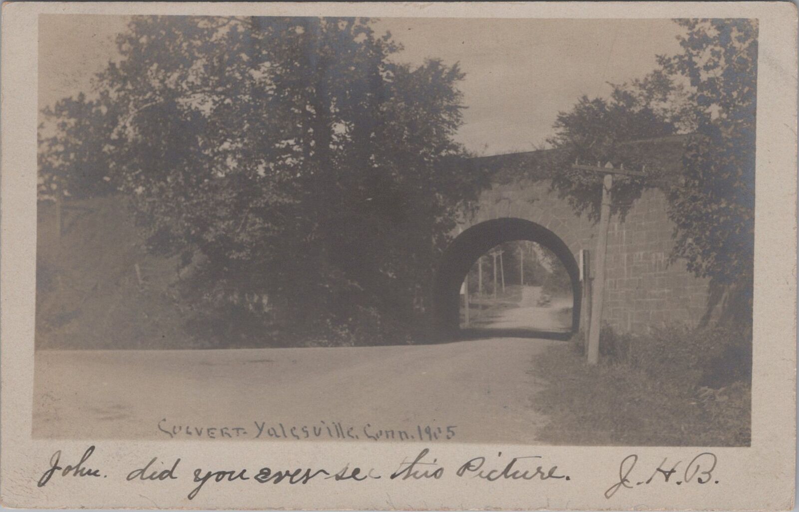 Bridge Over Road Culvert Yalesville Connecticut 1905 RPPC Photo Postcard