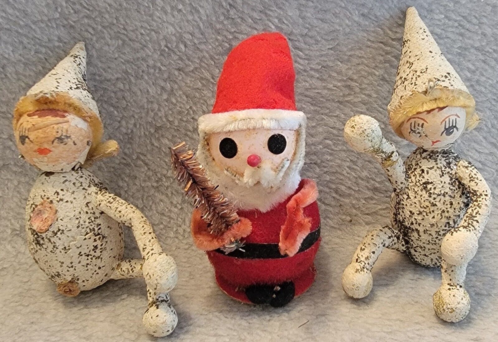 Vintage Christmas Styrofoam Santa Claus and Pipe Cleaner Pixie\'s Japan