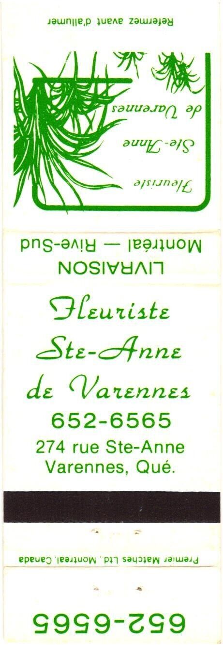 Varennes Quebec Canada Heuriste Sté-Anne de Varennes Vintage Matchbook Cover