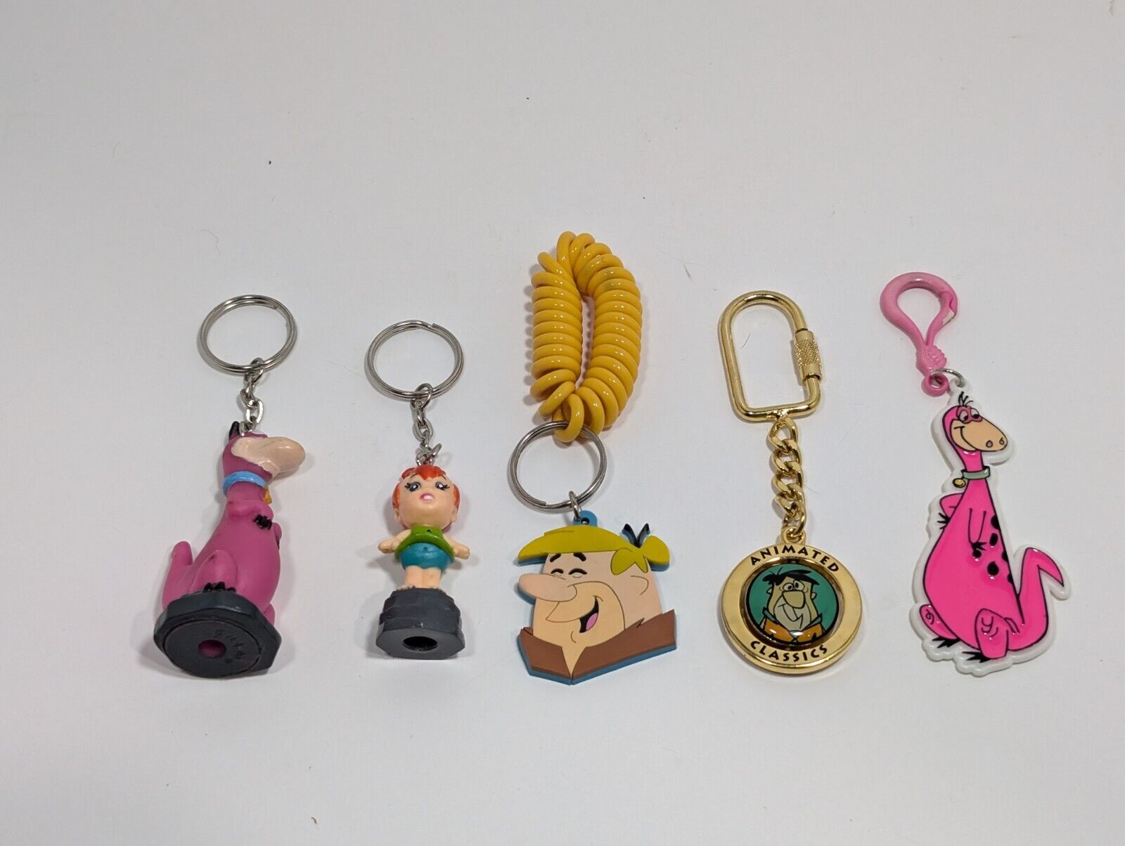 Vintage 1990s Lot Of 5 The Flintstones Hanna-Barbera Keychains 