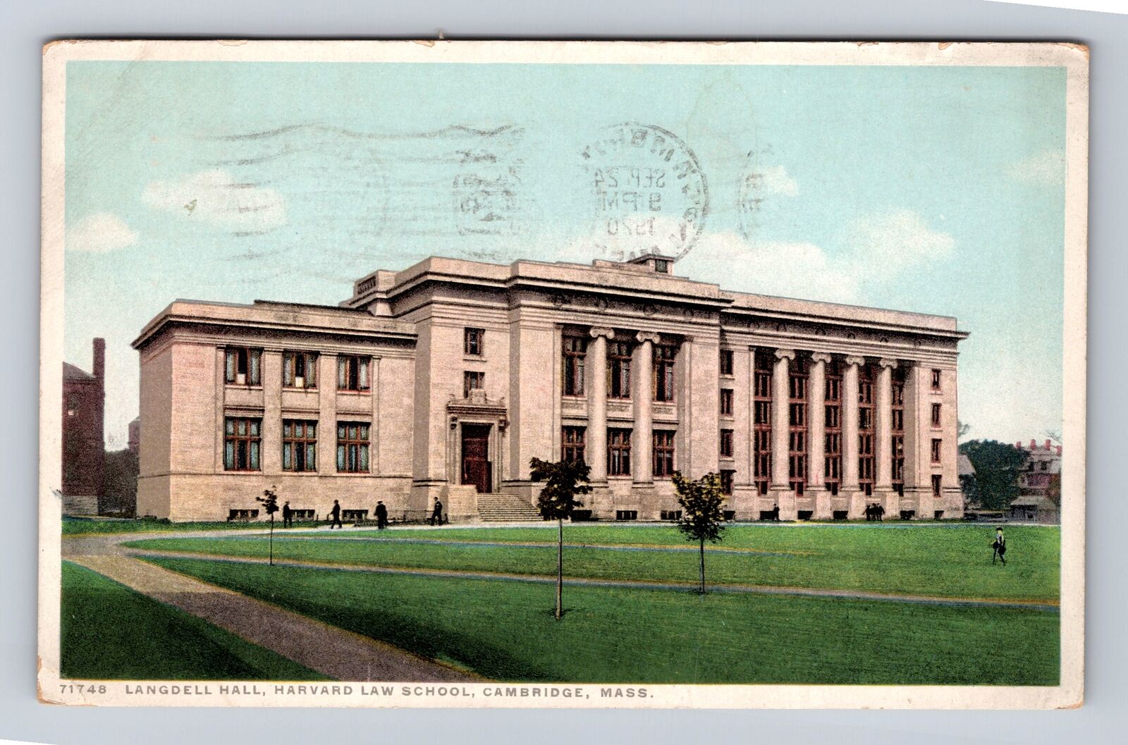 Cambridge MA-Massachusetts, Langdell Hall, Harvard Law, Vintage c1920  Postcard