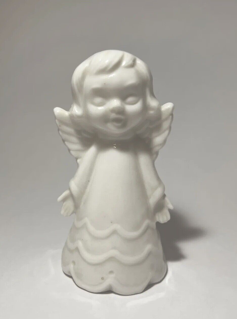 Vintage Angel Figurine Girl Singing Ceramics Christmas White  Light Japan