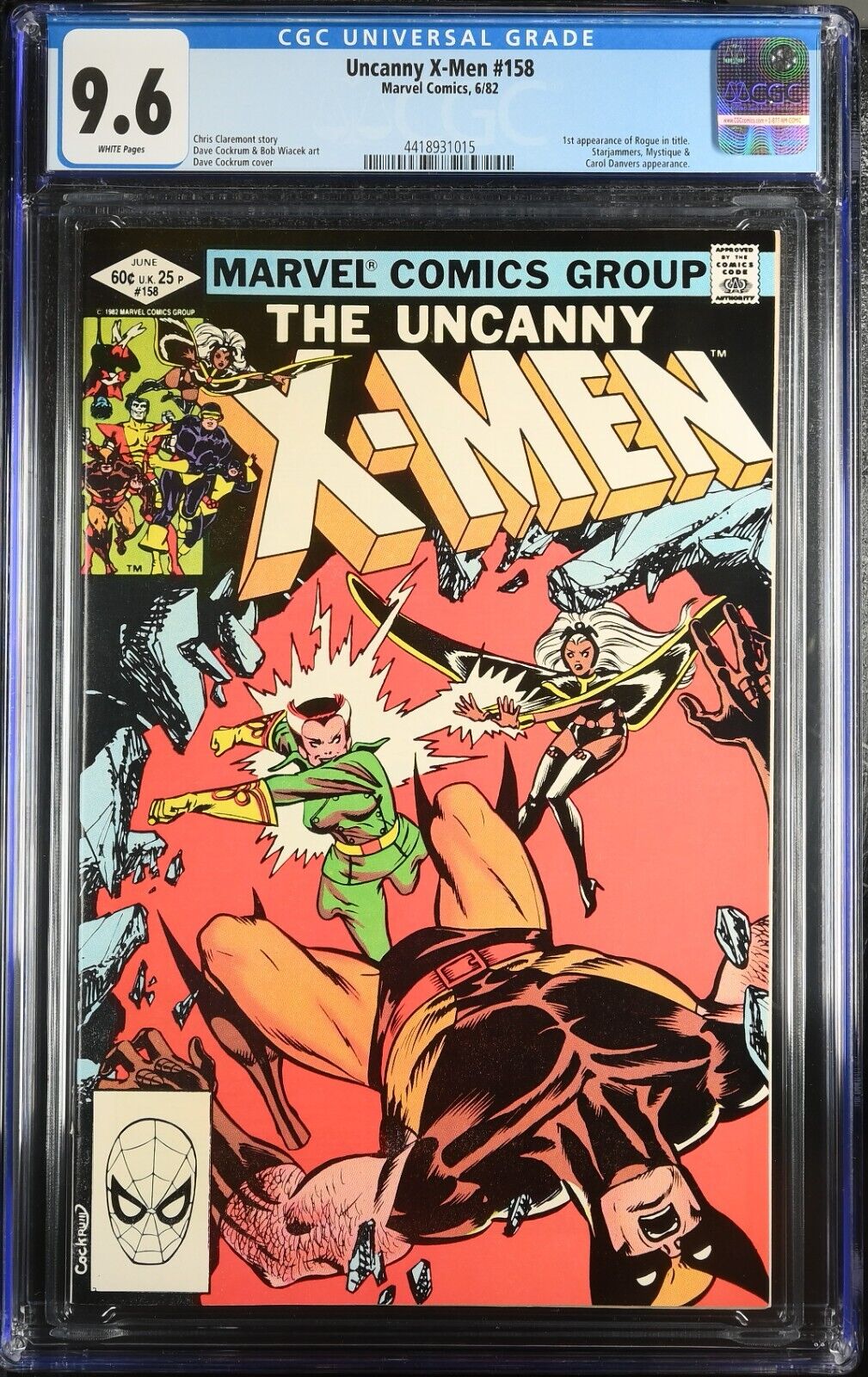 X-Men 158 CGC Graded 9.6 White Pages - Marvel Comics 1982