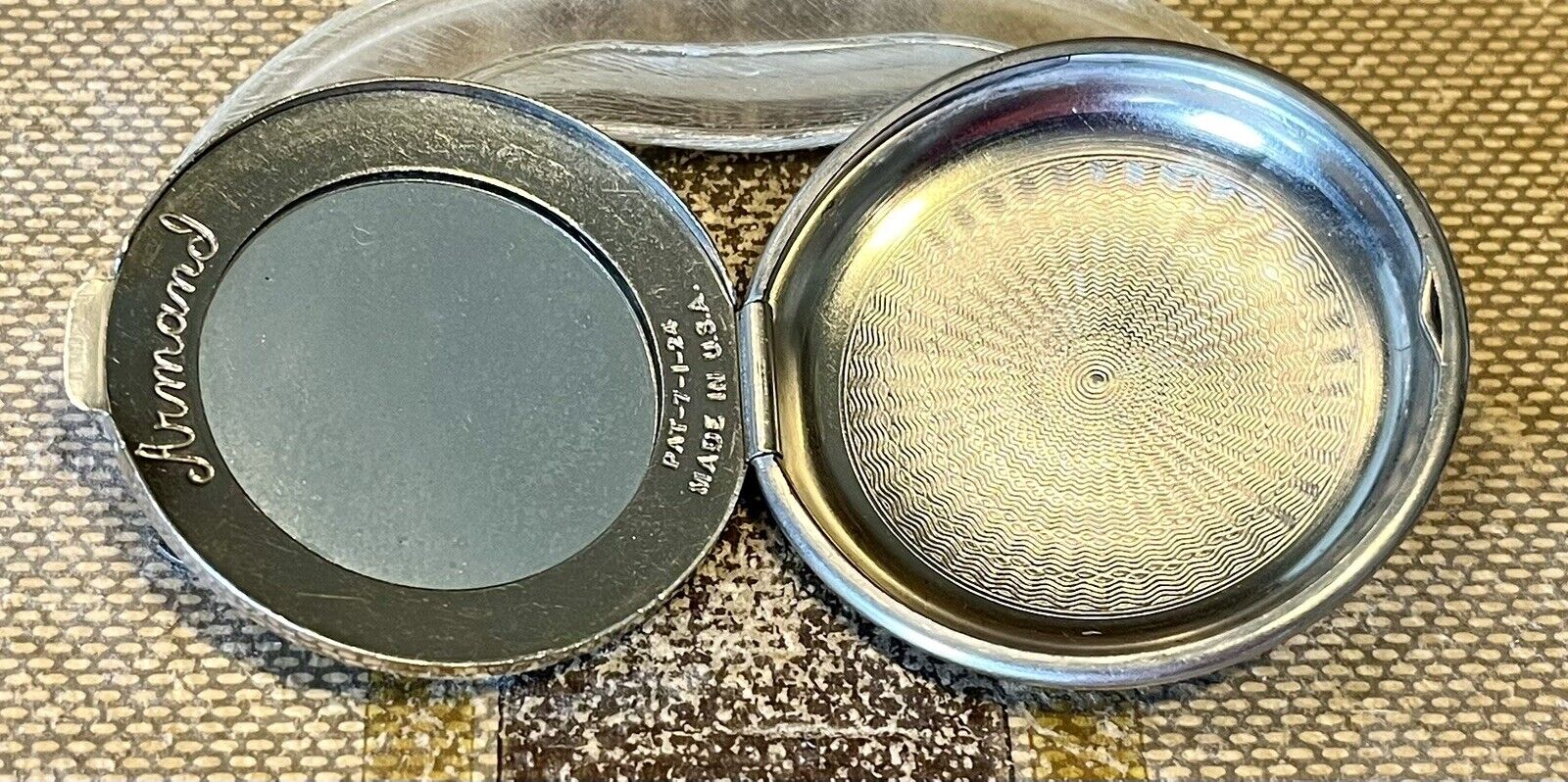 Vintage  Armand Silver Tone Compact Mirror