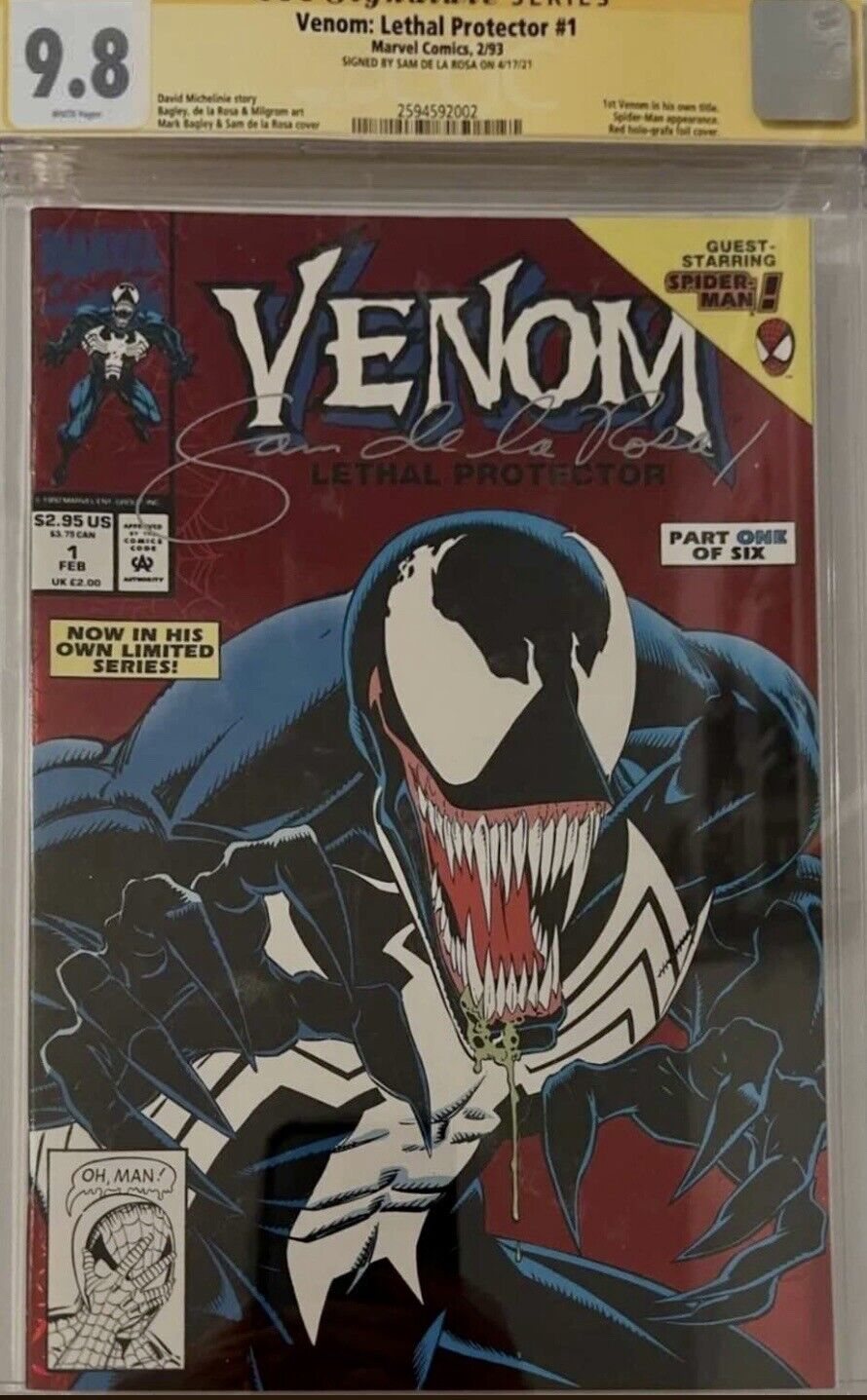 Venom: Lethal Protector #1 Marvel 5/93 CGC 9.8 Signed