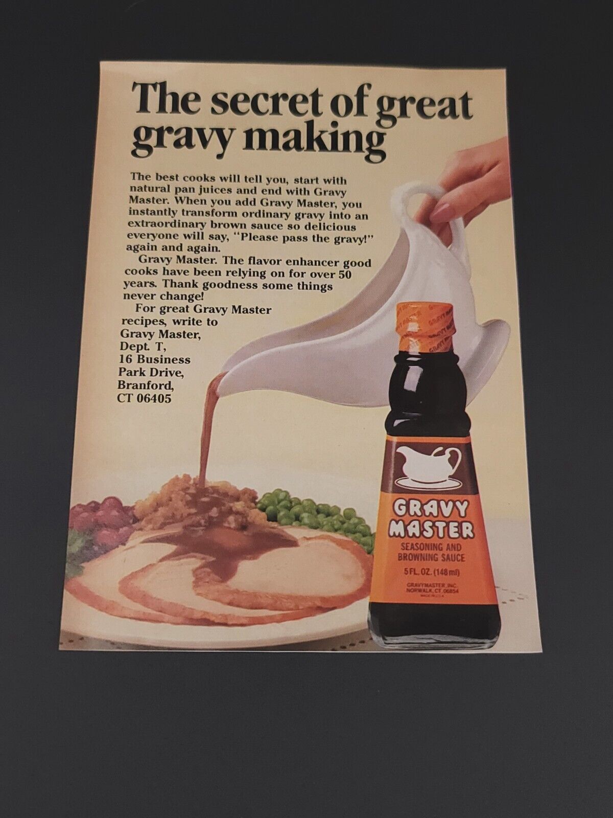 1987 Gravy Master Vintage Magazine Print Ad Advertisement Family Holiday Turkey