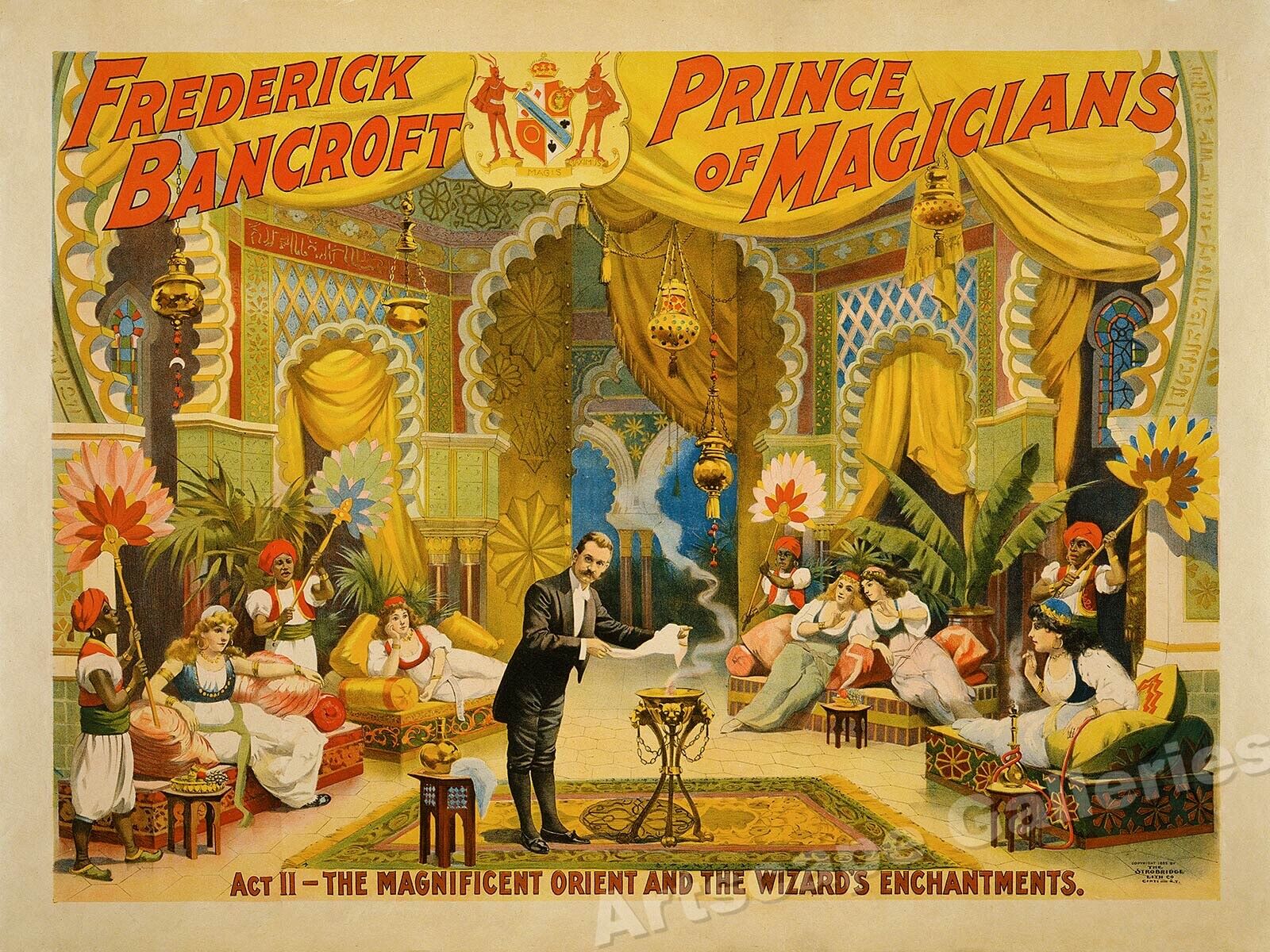 1895 Prince of Magicians Frederick Bancroft - Vintage Style Magic Poster - 18x24