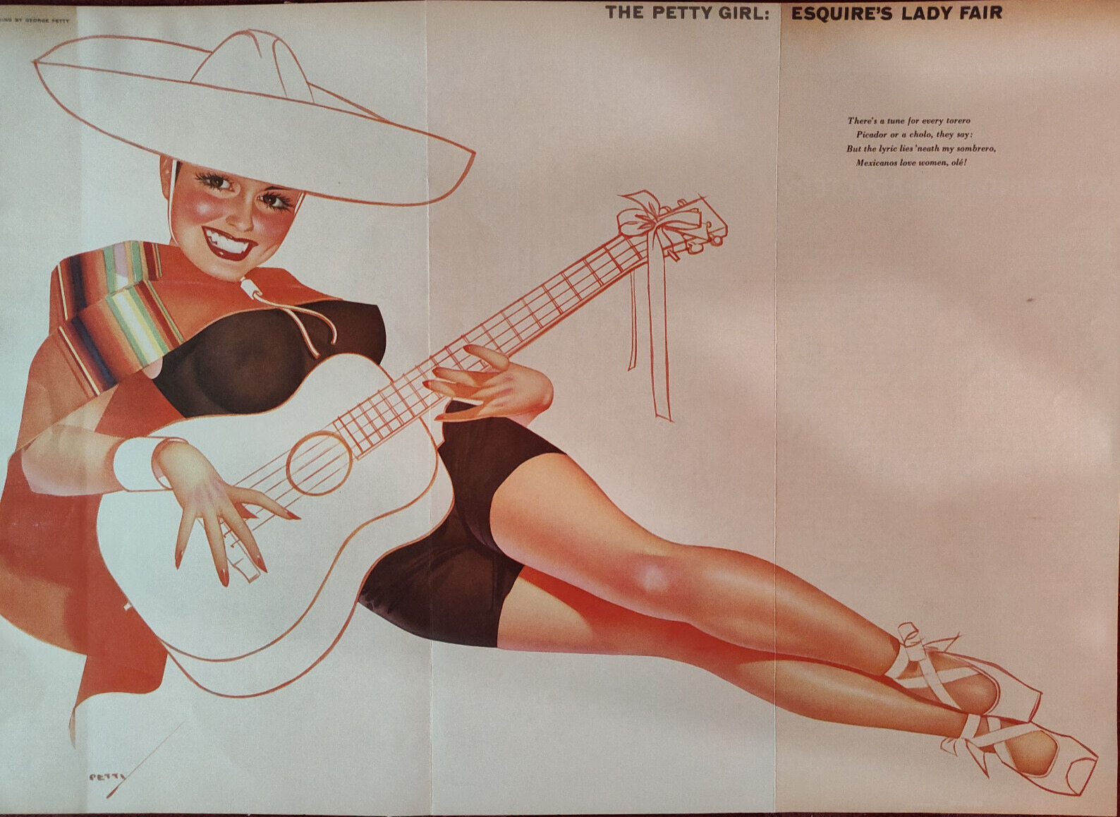 1955 Esquire RARE Art GEORGE PETTY Pinup Girl Painting Atlanta Peachtree Street