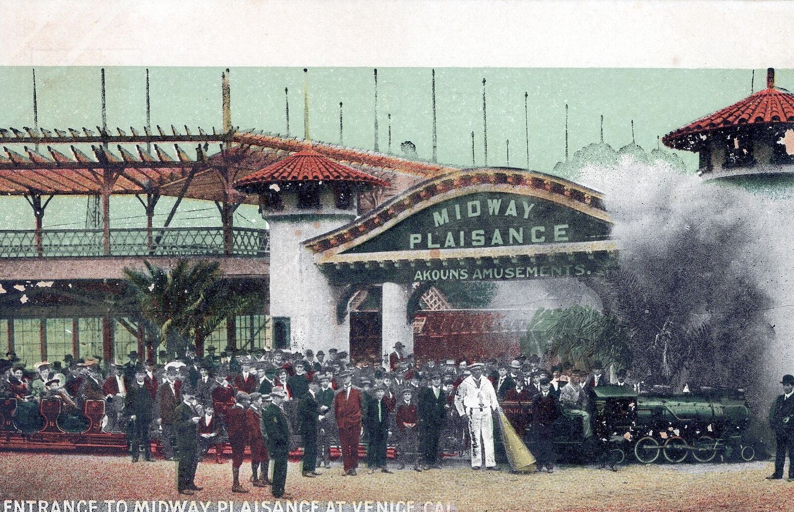 VENICE CA - Plaisance Midway Entrance Postcard - udb