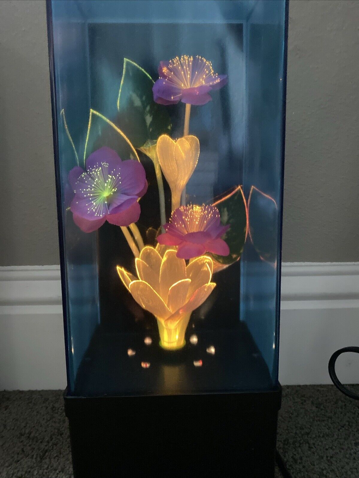 Vintage 1980’s Fiber Optic Color Changing Flower Lamp Light Box