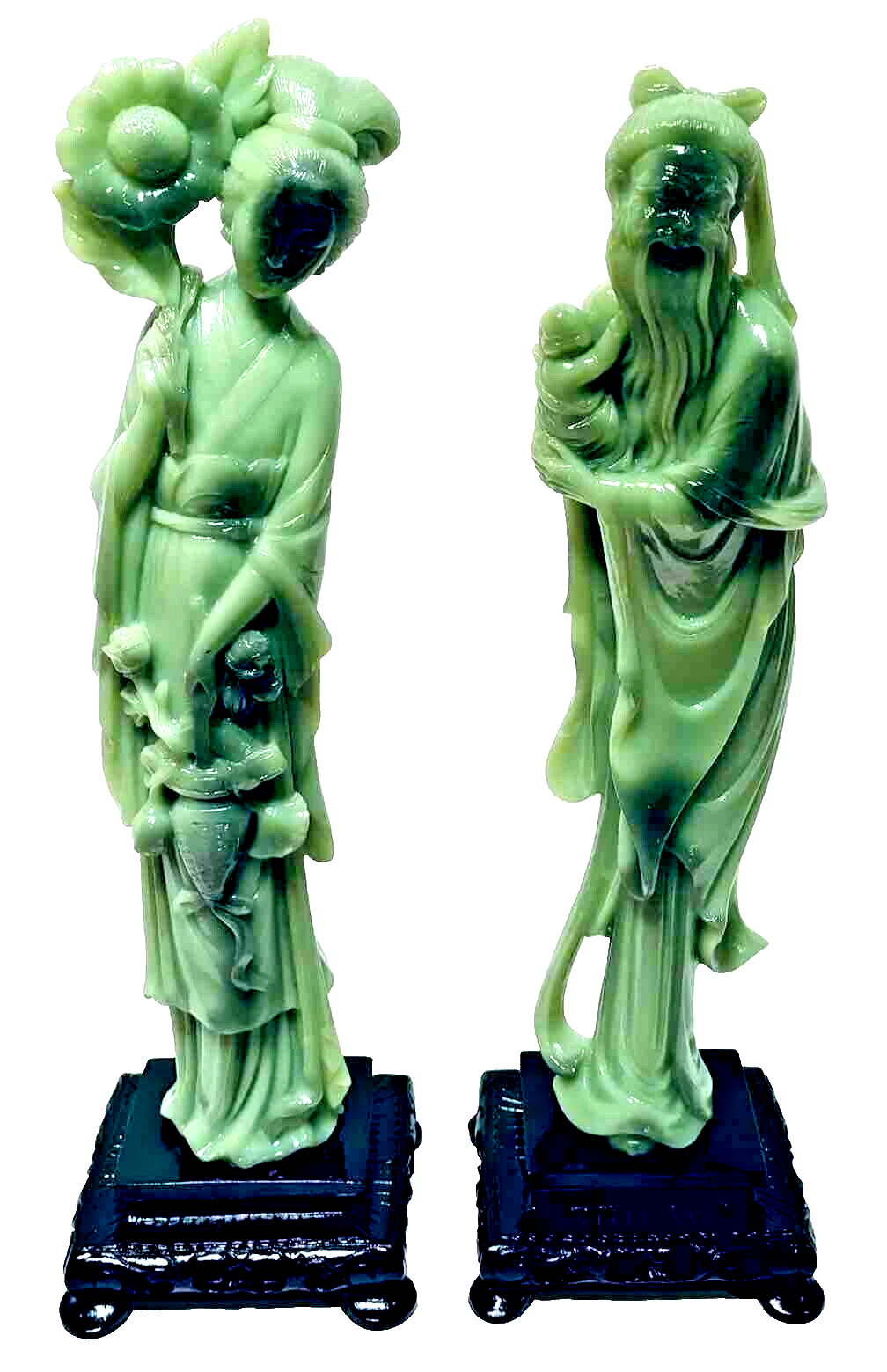 Vintage Gino Ruggeri Faux Green Jade Asian Couple Sculpture Figurines WONY Italy