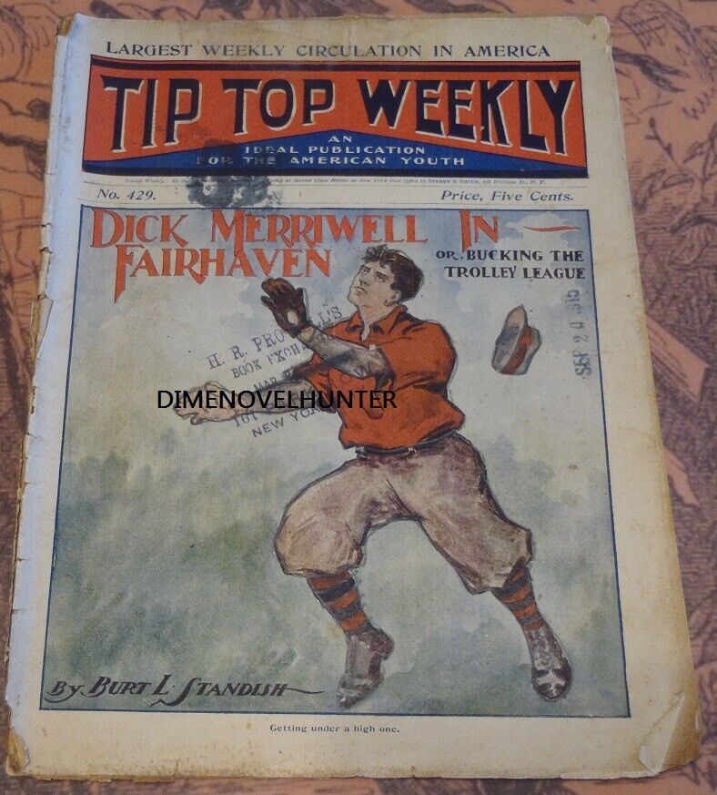 TIP TOP WEEKLY #429A GREAT BASEBALL COVER S&S 1904 DIME NOVEL STORY PAPER