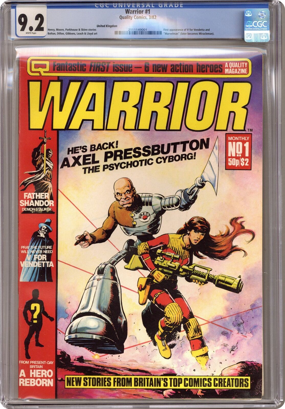 Warrior UK #1 CGC 9.2 1982 2111149001 1st app. Alan Moore's MarvelMan