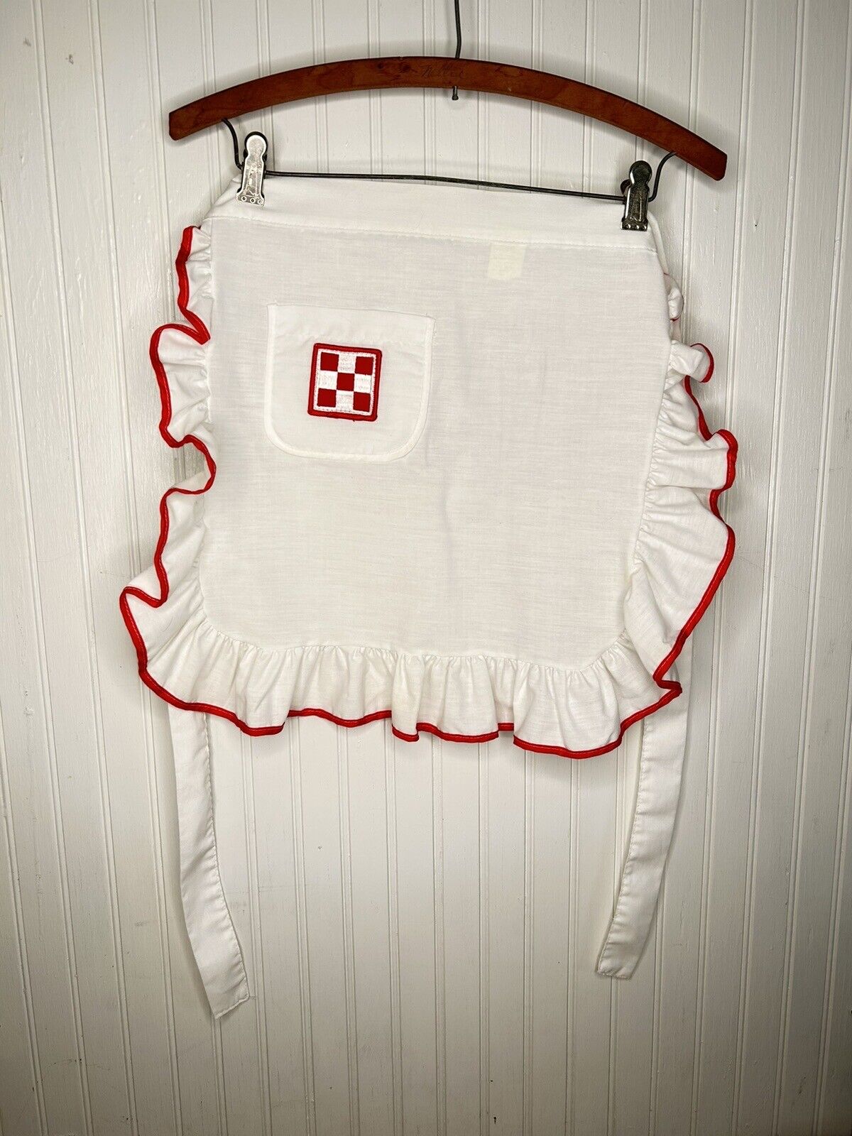 Vtg Purina Mills White Apron With Red Checkerboard Checkered Logo Ralston