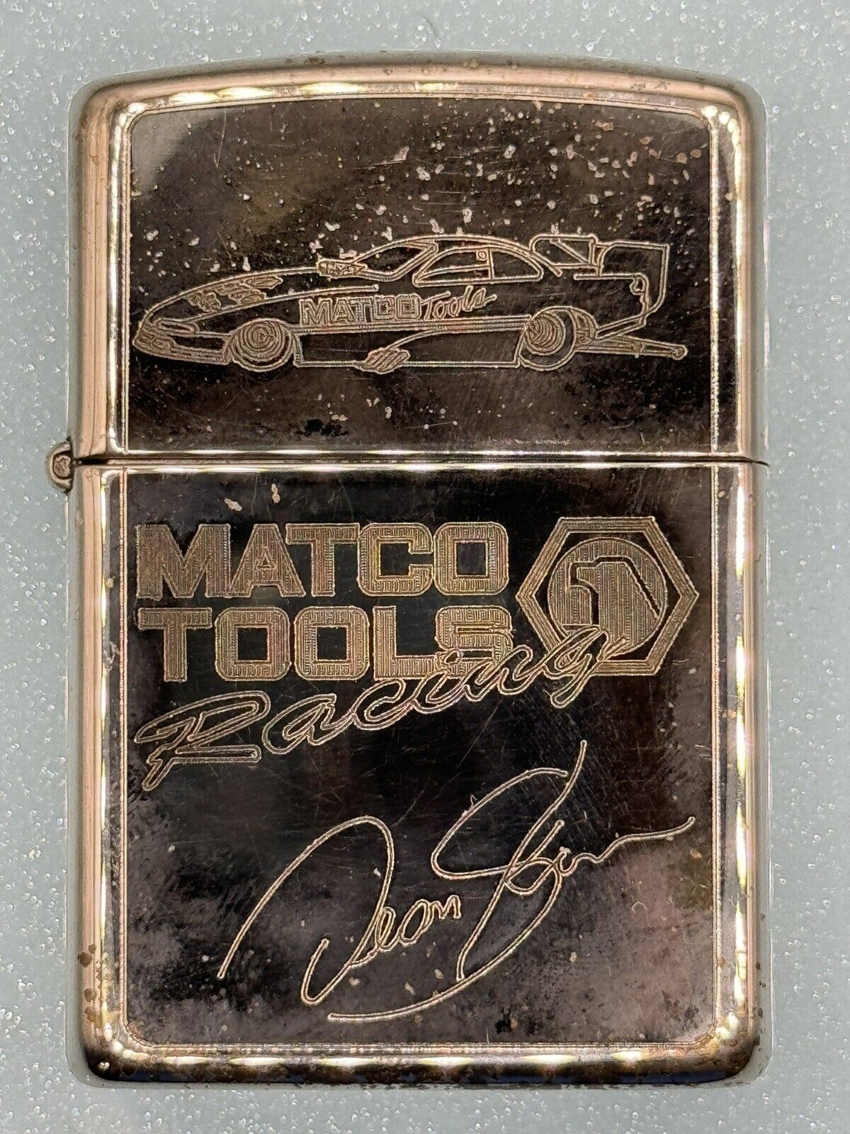 Vintage 1996 Matco Racing Dean Skuza Silver Plated Zippo Lighter