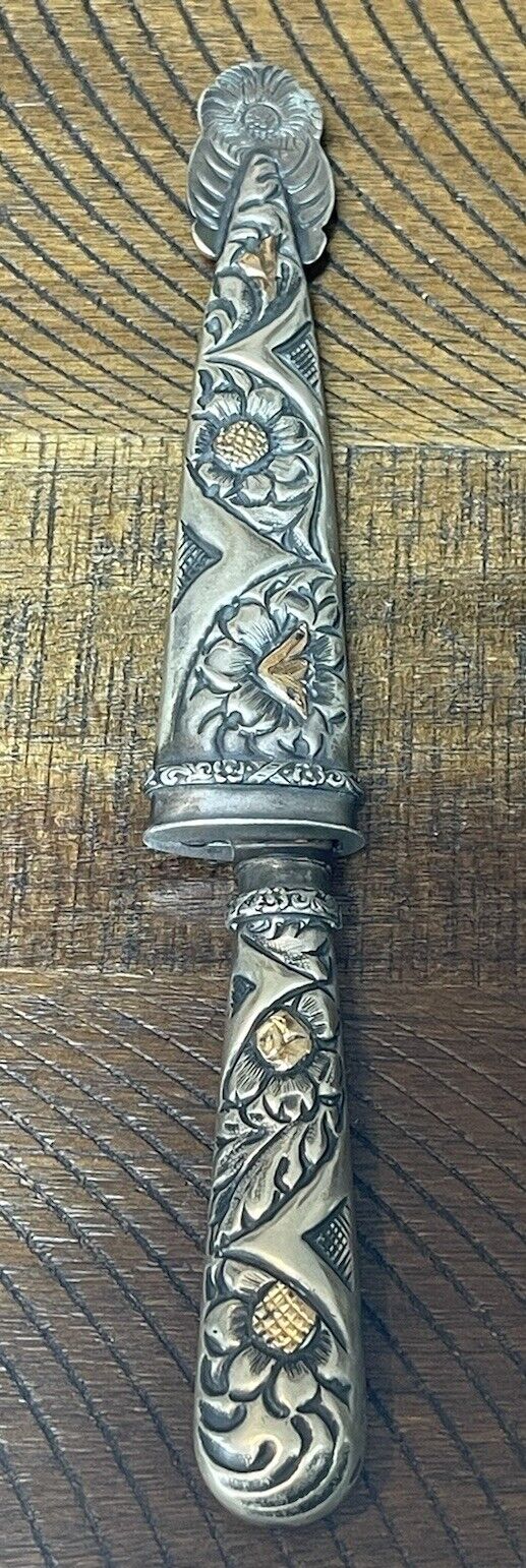 Vintage Argentinian Pampa Gaucho Knife Sterling Silver w/ 18kt Accents