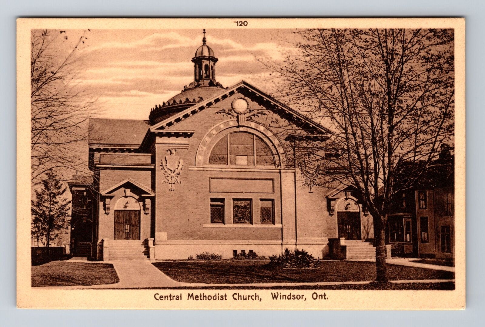 Windsor ON-Ontario Canada, Central Methodist Church, Antique Vintage Postcard