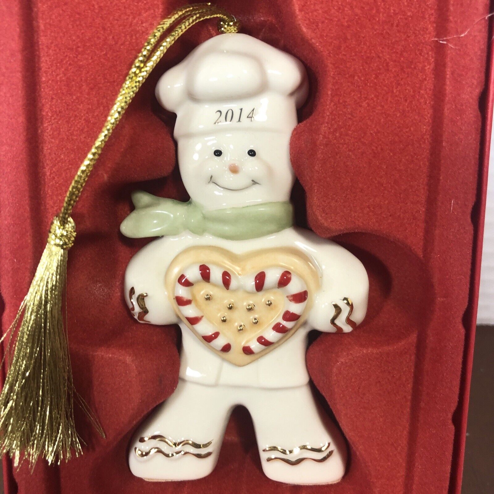 Lenox American By Design 2014 Annual Peppermint Love Ornament 4” Gingerbread Man