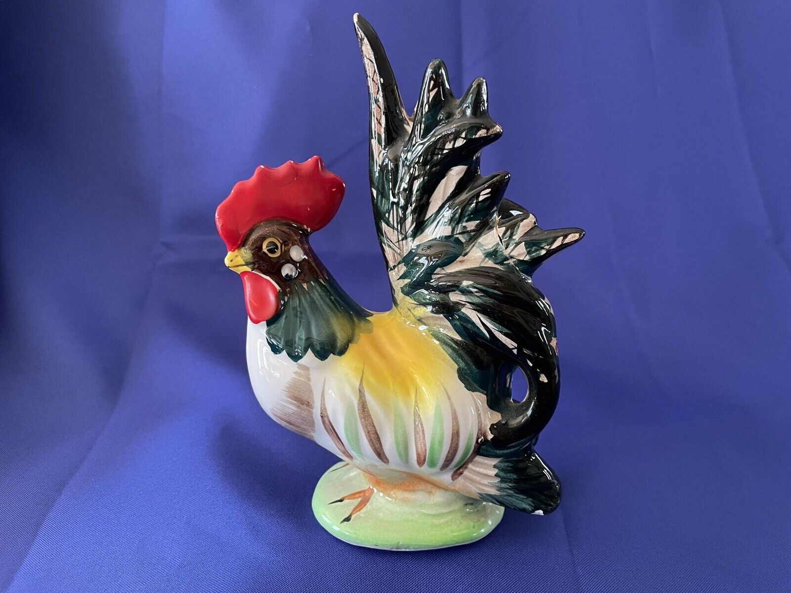 Vintage Rooster Ceramic Hand Painted  Bantam Roo L&M Inc. 1940's. He's A Boss.