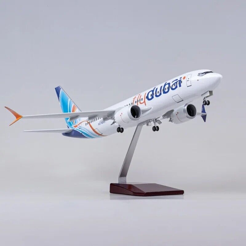 1/85 Scale Airplane Model - Fly Dubai Airline Boeing B737 MAX Aircraft With LEDs