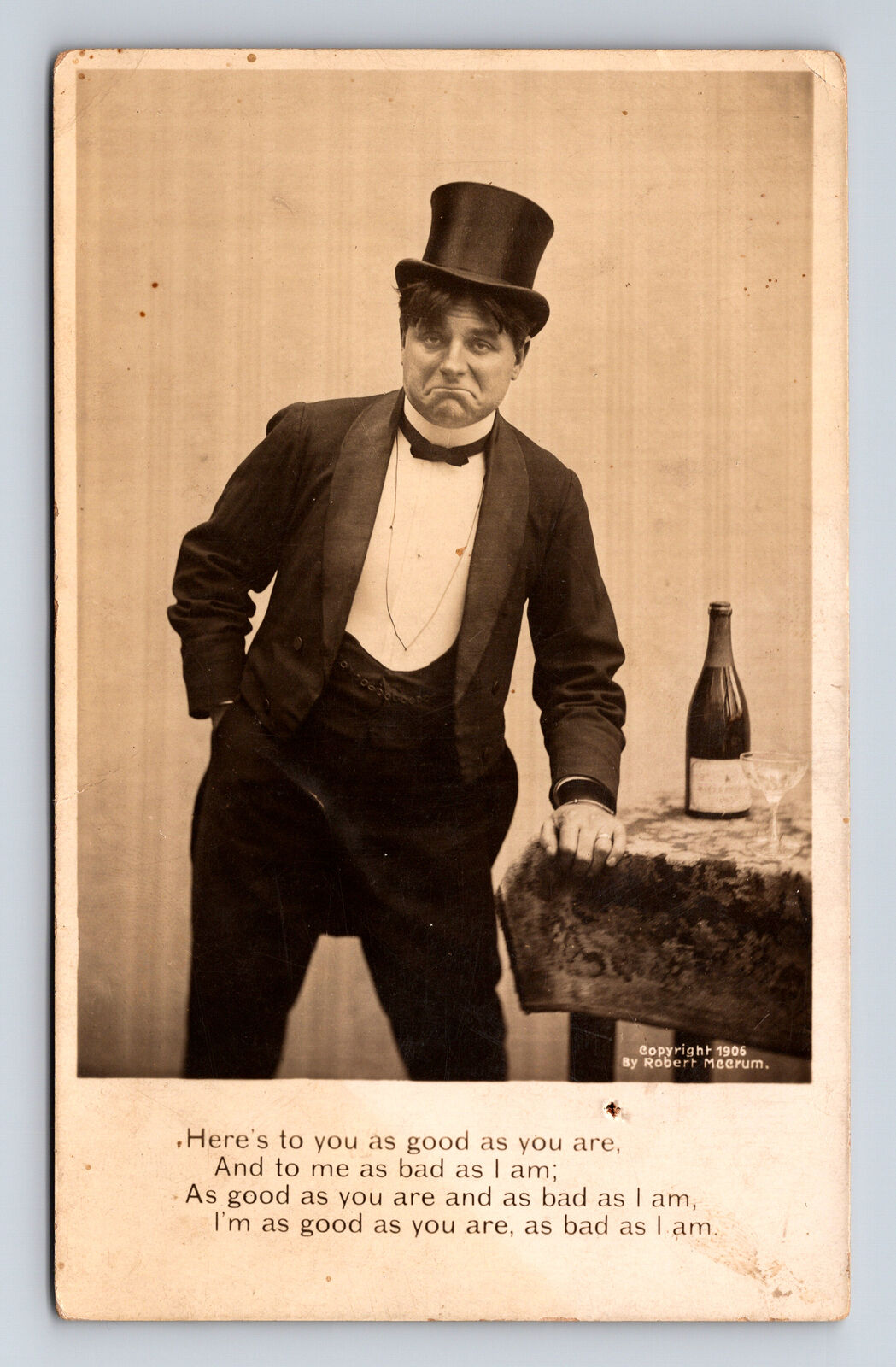 c1906 RPPC Bad Boy Poem Top Hat Tuxedo Drinking Mangham Louisiana LA Postcard
