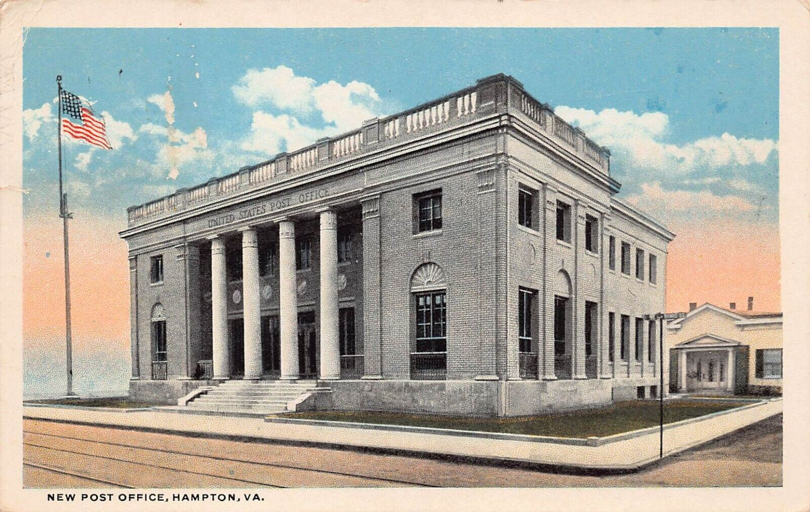 Hampton VA Virginia Post Office Newport News Cancel c1917 Vtg Postcard Y4