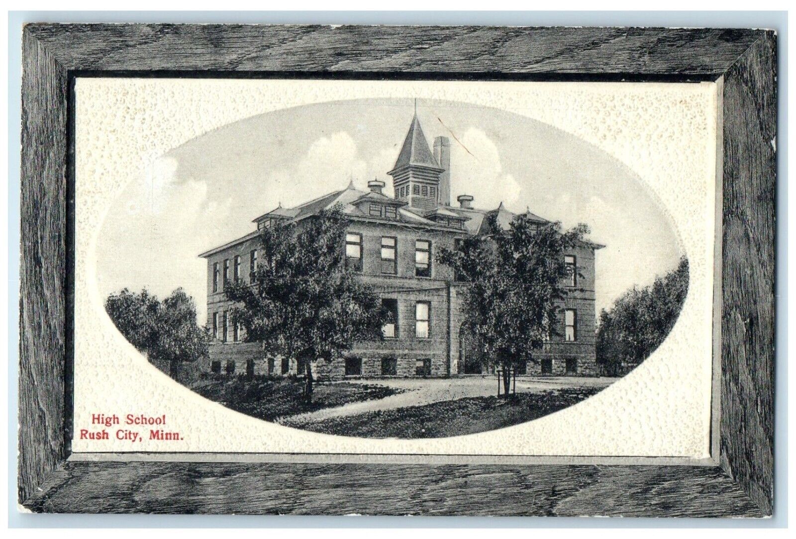 c1910's High School Building Rush City Minnesota MN Embossed Antique Postcard